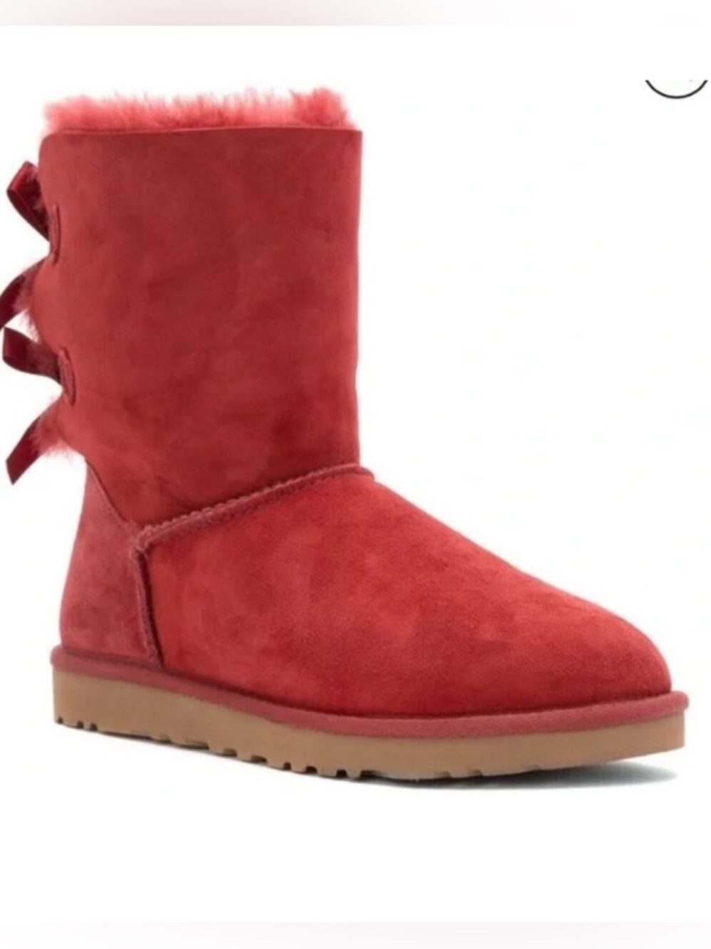 UGG Bailey Bow II Fuchsia Pink Suede Sheepskin Boots Style #1002954 Size 6